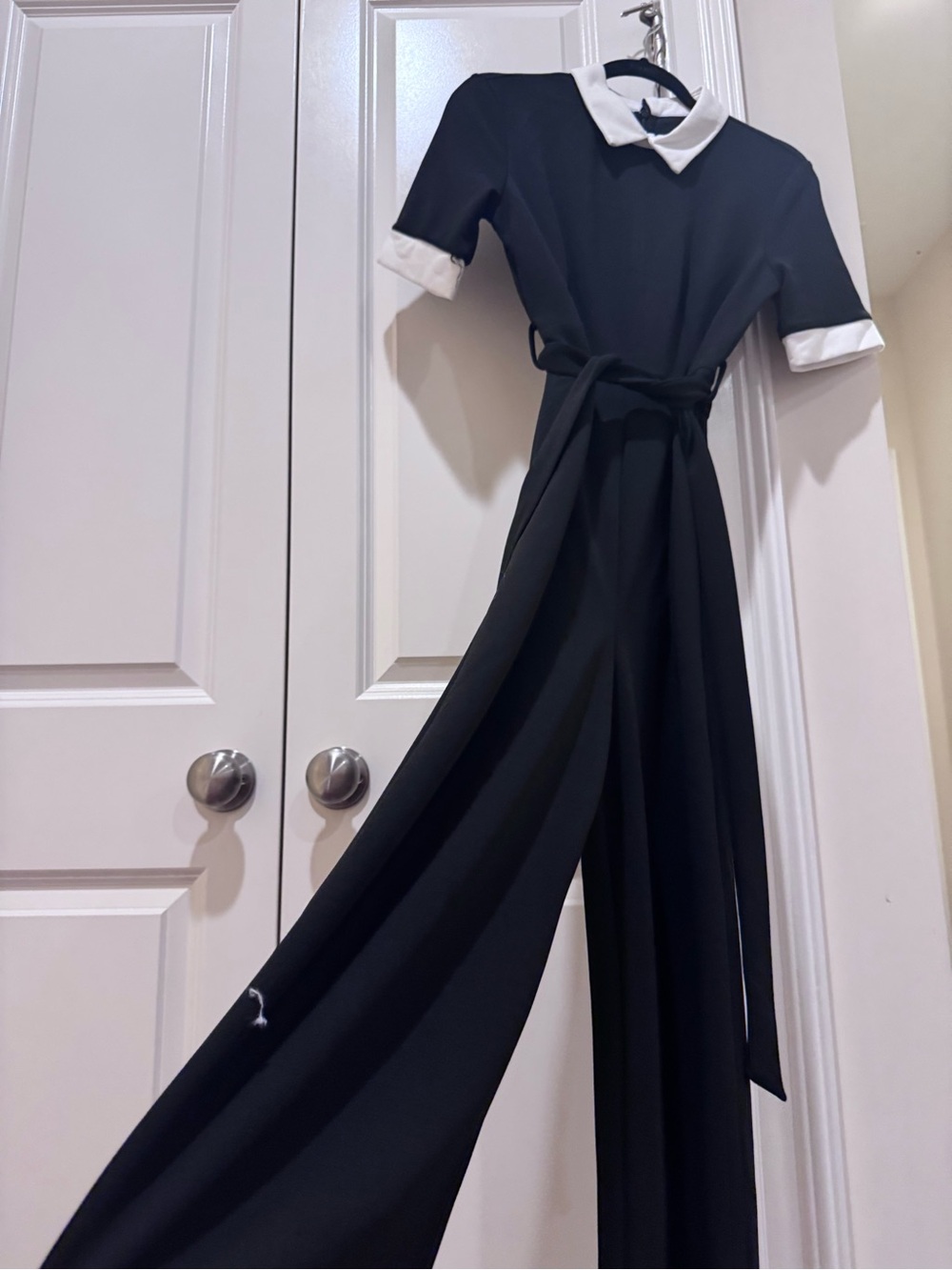 SHEIN Black Jumpsuit with White Collar & Cuff Detail Never worn